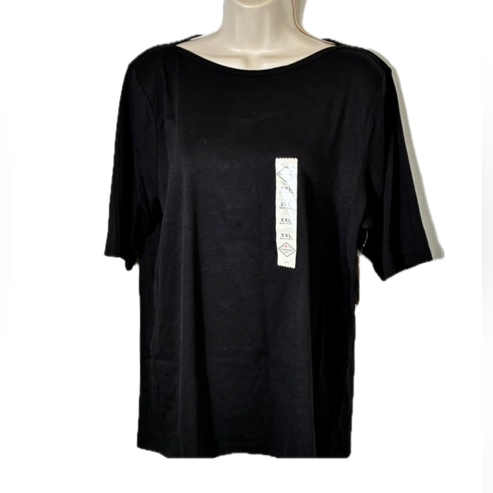 St. John’s Classic Black Boatneck Short Sleeve Top NWT Size XXL!